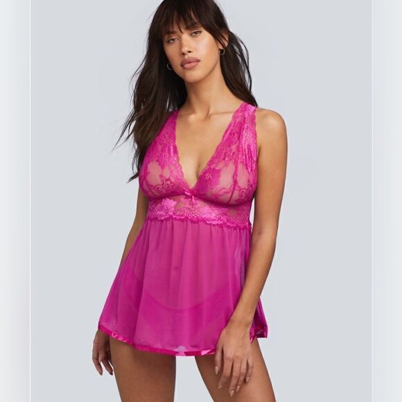 NEW Seven 'til Midnight Pink Sheer Back Strap babydoll mini Dress Women 1X - Picture 1 of 10